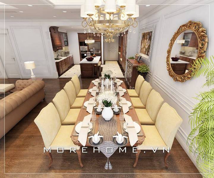 Thiết kế nội thất phòng ăn tân cổ điển